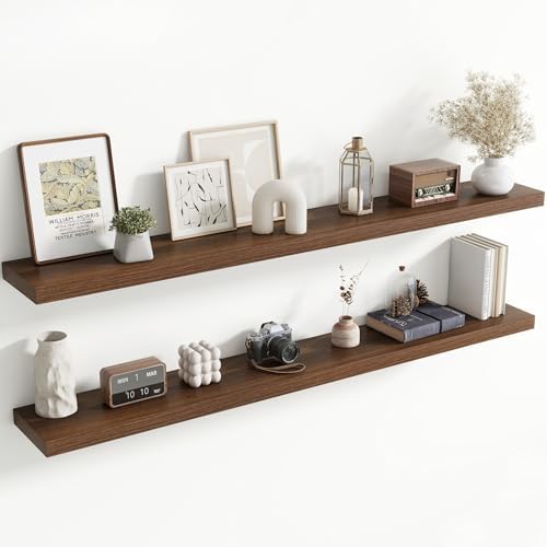 72 Inch Floating Shelves for Wall, 8 Inch Deep, Invisible Brackets by Axeman