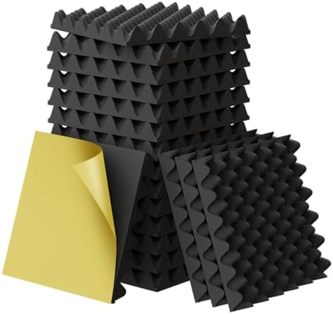 12 Pack 1.5"X12"X12" Acoustic Foam, Self Adhesive Sound Proof Egg Crate Foam by WVOVW
