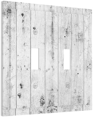 Decorative Switch Plates Rustic White Grey Wood Grain 2 Gang Double Toggle Wall - Image 2