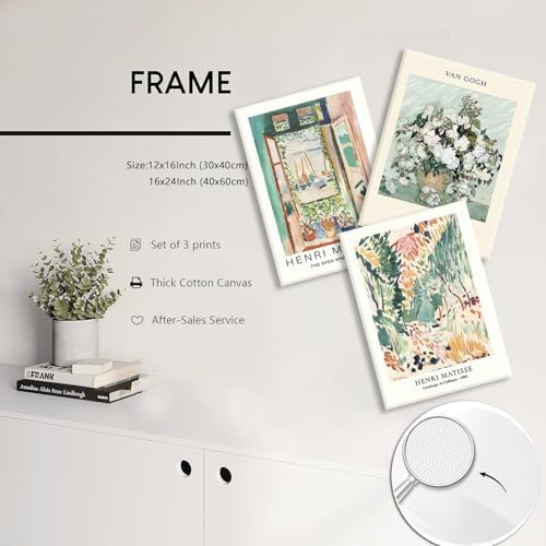 LYPHNX Framed Sage Green Matisse Canvas Wall Art Vintage Abstract Floral Prints - Image 5