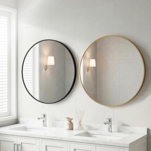 NEWBULIG 24 Inch Round Wall Mirror, Bathroom Mirrors - Image 7