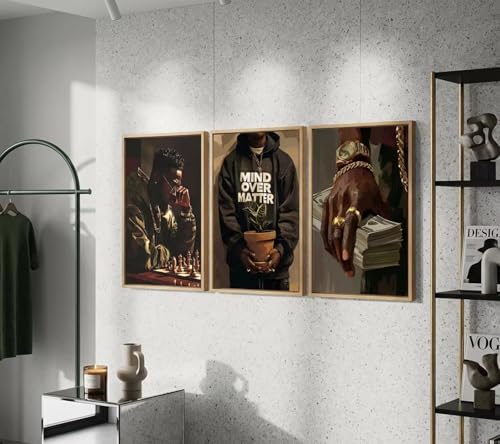 3Pcs Trendy Black Man Canvas Wall Art, Luxury African American Painting - Image 2
