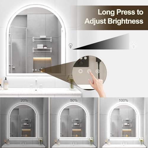30"x36" Arched LED Lighted Bathroom Mirror - Image 5