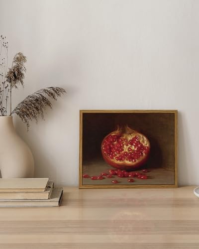 ARPEOTCY Vintage Still Life Wall Art, Pomegranate Fruit Framed Canvas Art Home - Image 2