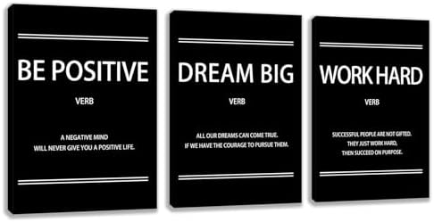 3 Panel Print Canvas Wall Art Motivational Office Wall Decor Painting by Yetaryy
