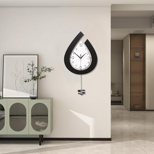 Large Modern Black Pendulum Wall Clock - Image 2