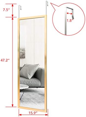 whitebeach 48" x 16" Over The Door Full Length Mirror Hanging Door Mirror Wall - Image 4