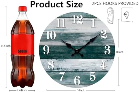 Small Wall Clock, Farmhouse Coastal Wood Clocks Battery Operated - Image 3