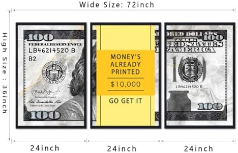 Black Framed Canvas Wall Art Benjamin Franklin 100 Dollar Money's Already - Image 5