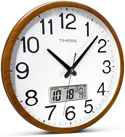 TIMESS Wall Clock, Classic Wood Style Finish, 16 Inch Non-Ticking Silent - Image 4