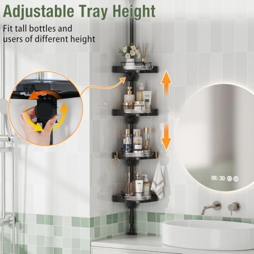 shuang qing 360° Rotating Corner Shower Caddy Tension Pole Organizer - Image 4