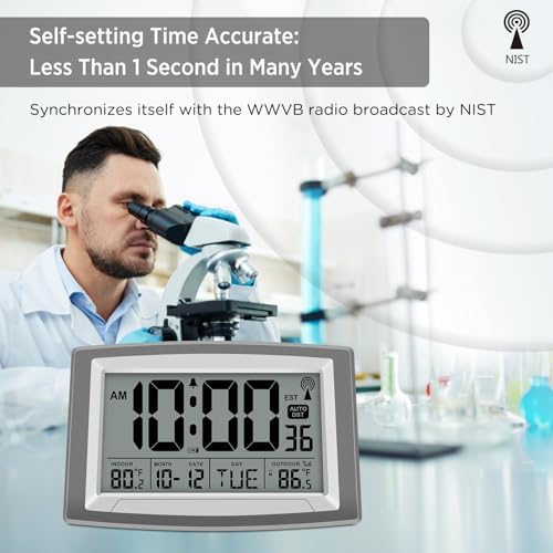 WallarGe Atomic Clock 12.5 Inch Self-Setting Digital Wall Clock - Image 3