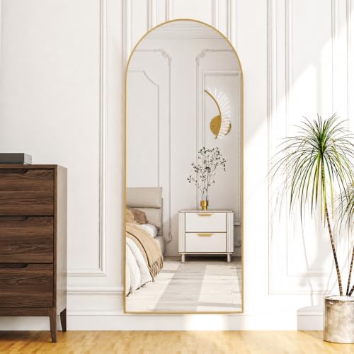 Simple Deluxe 59"x16" Arched Full Length Mirror–Gold Aluminum Alloy Floor Mirror - Image 6