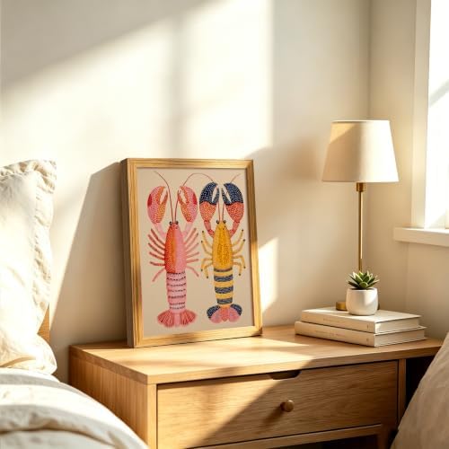 Framed Colorful Lobster Wall Art Nautical Canvas Print Coastal Decor - Image 2