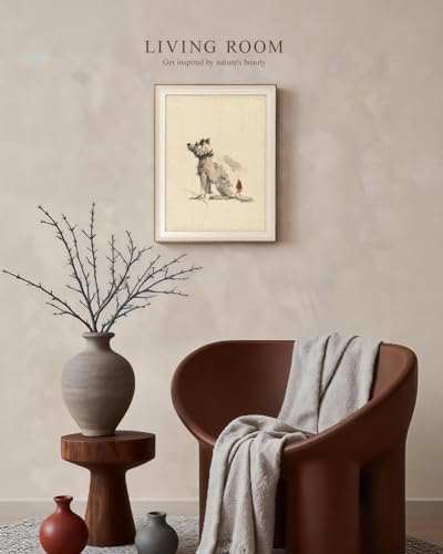 VIYYIEA Framed Dog Sketch Canvas Wall Art Rustic, 12x16 Inch - Image 4