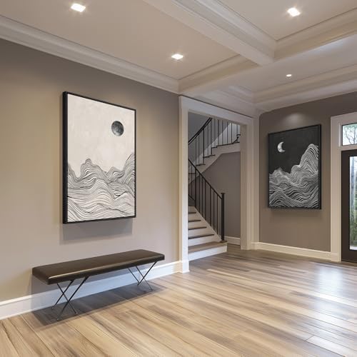 Large Framed Black White Abstract Wall Art - Image 4