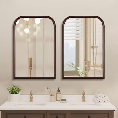 Bathroom Mirror for Wall, Arched 24 x 36 inch Vanity Dark Brown Mirror - Image 4