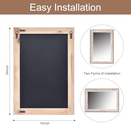 24'' Rectangular Wall Mounted Mirror, Wood Decorative Mirrors, Boho Mirrors - Image 2