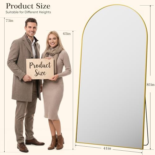 81"x41" Arched Full Length Mirror, Full Body Floor Mirror - Image 2