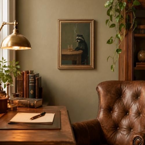 Gold Framed Raccoon Canvas Wall Art, Funny Animal Picture Wall Decor 11x9in - Image 6