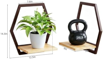 3 Pack Hexagon Wall Plant Stands, 9 Inch Wood Shelf - Image 3
