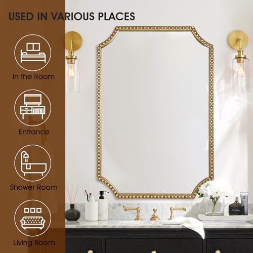 30"x40" Mirror for Wall, Full Scalloped Corners Rectangle Decorative Mirror - Image 6
