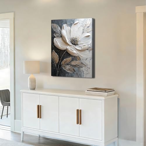 ZERILYN Ship Next Day Neutral Floral Wall Art Canvas Prints White Flower Canvas - Image 3