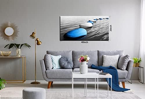 Xxliren Blue Stones Framed Wall Art Zen Art Wall Decor 40 x 20 Inch - Image 6