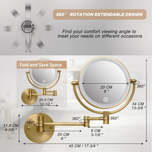 8" Lighted Make up Mirror Wall Mounted 10X Magnifying Hardwired - Image 7