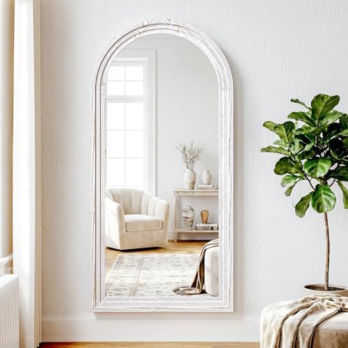 30"x71" Full Length Mirror Solid Wood Frame, Arched Floor Mirror Full Length - Image 5