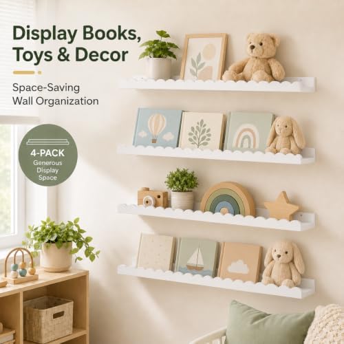 Extra Long White Scalloped Nursery Shelves - Image 4