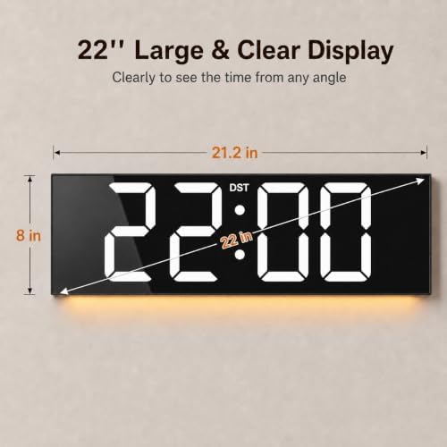 JALL 22" Extra Large Digital Wall Clock, Giant LED Display - Image 2