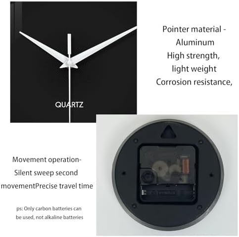XFM Black Simple Glass Wall Clock 16 Inch Modern Minimalist - Image 6
