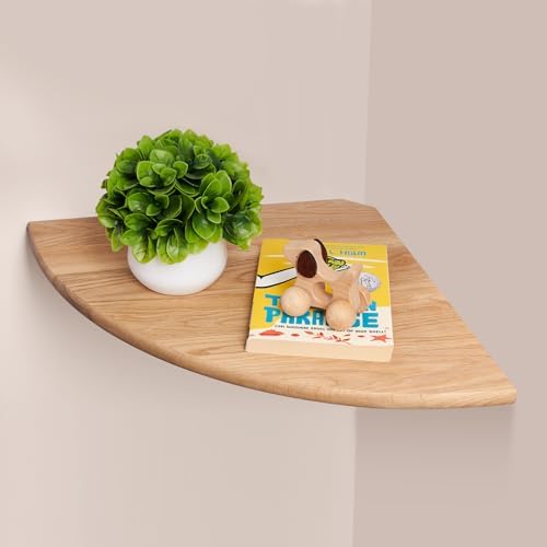 Corner Floating Shelf 10inch Solid Oak Wood Floating Corner Shelf by GIEANOO