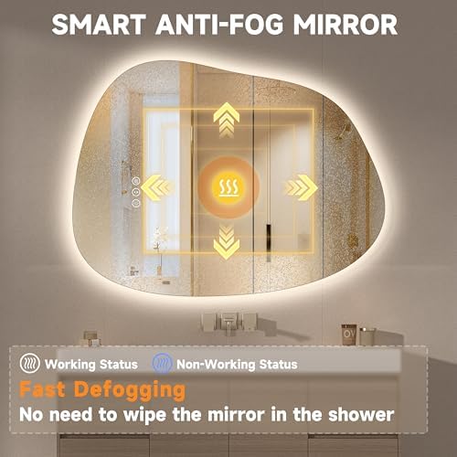 Hasipu 31"x24" Large Irregular Wall Mirror Backlit Vanity Mirror - Image 2