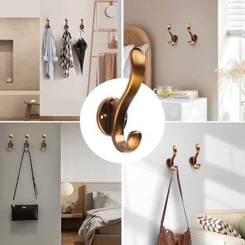 Heavy Duty Wall Hooks, Metal Mounting Hardware, Double Prong Design, Decorative - Image 4