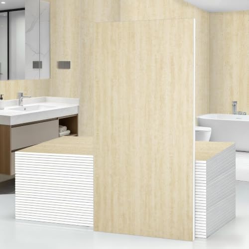 30Pcs 3D Faux Stone Wall Panels 23.6"X11.8" Beige Textured Tiles Peel and Stick by GRITHOME