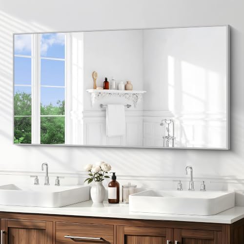 BONEWEI Silver Bathroom Mirror, 30x55 inch Wall Mirror by BONEWEI