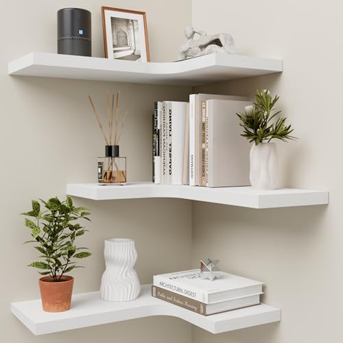 Corner Floating Shelves for Wall Mounted L-Shaped Wood Corner Wall Shelf by Unknown