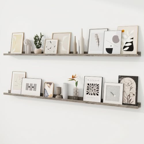 Picture Ledge Shelf, 72 inch Floating Shelves Set of 2 by RICHFOCUS