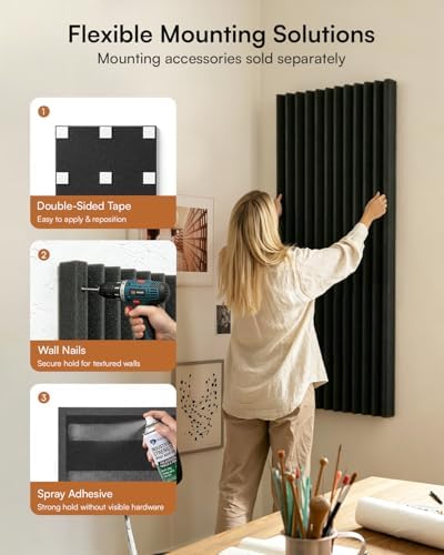 SODOCT 4 Pack Large Wedge Acoustic Foam Panels, Professional Sound Absorbing - Image 6