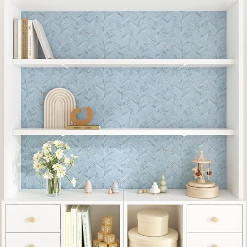Wallercity Light Blue Grasscloth Wallpaper Twill Blue/Gray Peel and Stick Grass - Image 7