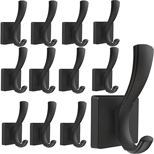 TOFIIGREM Black Coat Hooks for Wall Hanging, Bath Robe Hook Heavy Duty Thick by TOFIIGREM