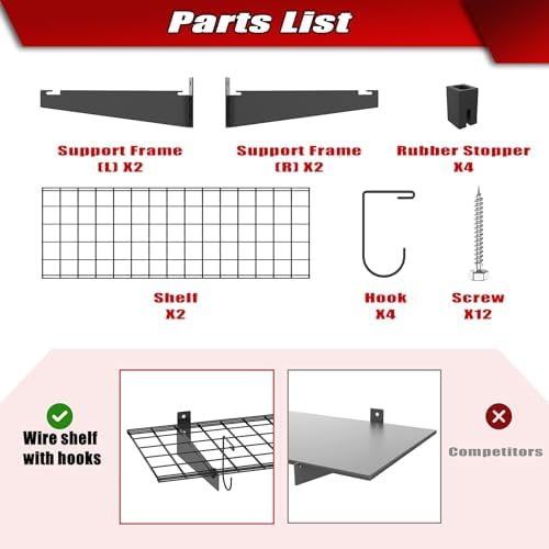 WALMANN 2-Pack Wall Mount Shelves, 45x15 in Wall Mounted Storage Shelves - Image 7
