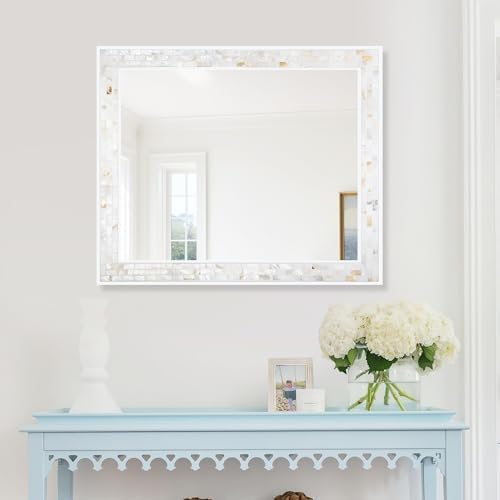 Tanmicoshomy 30 x 36 Inch White Bathroom Rectangle Mirror - Image 5