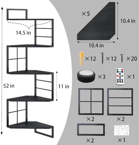 Corner Floating Shelves with Lights - Image 2