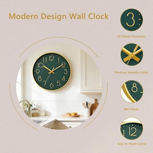 DAXSMY Wall Clock 8 Inch Dark Green Decorative, Battery Operated Silent - Image 4