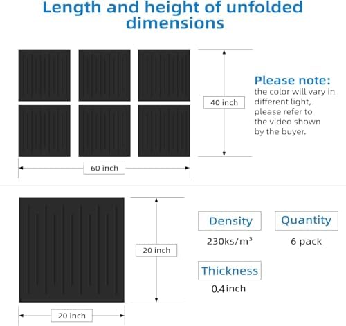 6 Pack Decorative Acoustic Wall Panels, 60 x 40 in Coverage - Image 2
