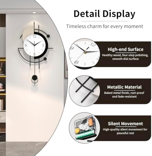 Modern Decorative Metal Pendulum Wall Clock - Image 6