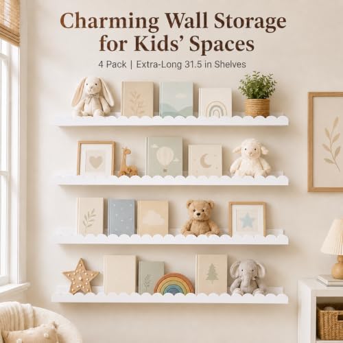 Extra Long White Scalloped Nursery Shelves - Image 2
